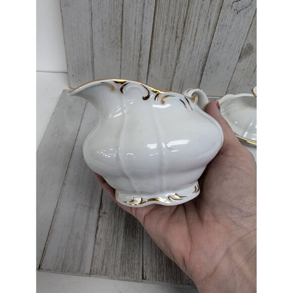 Vintage BOHEMIAN Fine China Creamer & Sugar Bowl With Lid Czechoslovakia BOH53 - Picture 8 of 15